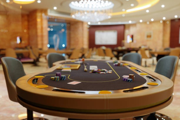 Live Three Card Poker dealer at buaya88 dealing three-card hands at a felt table with player position cards visible